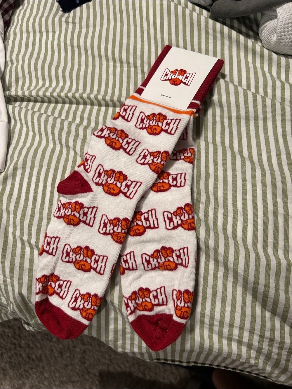 Logo Crew Socks — White with Red & Orange